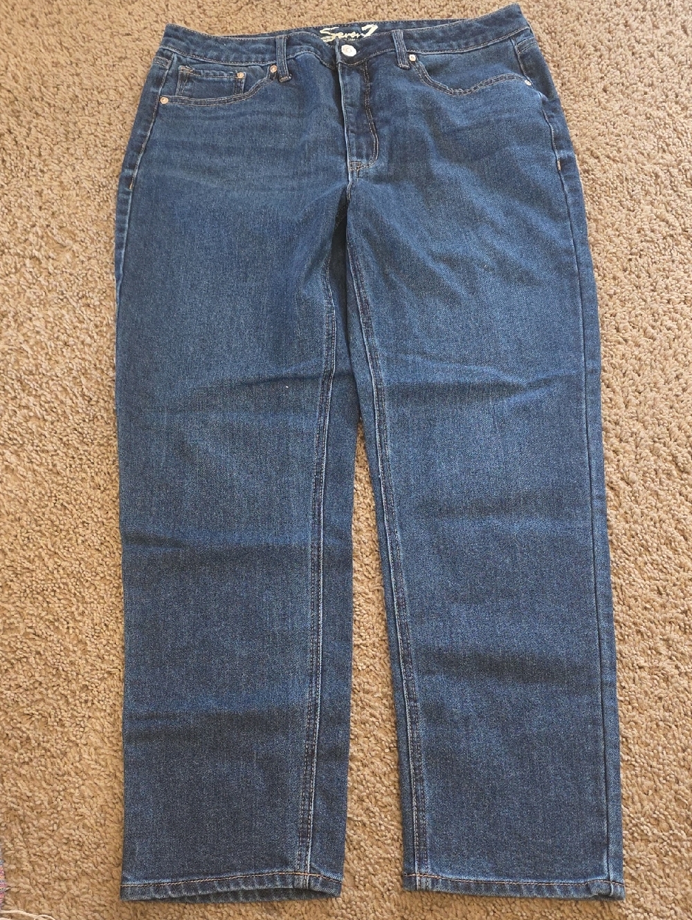 Seven7 Women's Slim Straight Leg Dark Blue Jeans